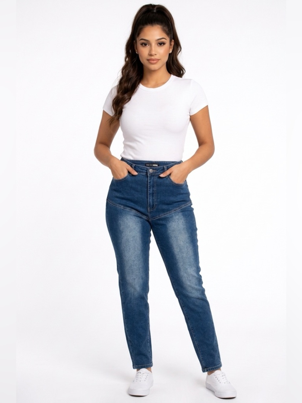 NWT Fashion Nova SZ 7 blue dark wash skinny 5-pocket jeans/waist 29”/14.5” flat